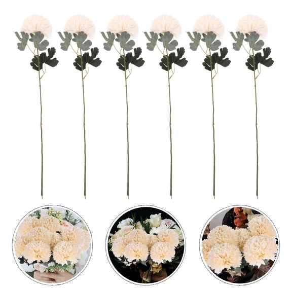 HONMEET 6Pcs White Artificial Dandelions for Wedding Decor Lifelike Faux Flower Arrangement