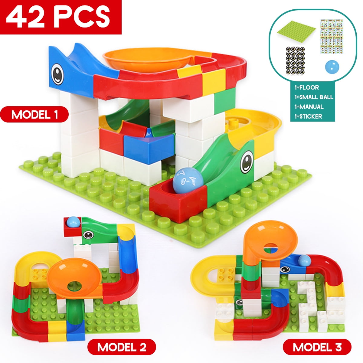 race run maze balls track building blocks