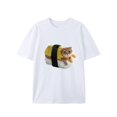 thumbnail image 1 of 1pc Sushi Cat Print T-Shirt, 100% Cotton Crew Neck Short Sleeve Tee, Casual Summer Fashion Top with Rib-Knit Details, Knit Fabric, Regular Fit for Adults - Weekend Casual Wear, 1 of 7