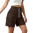 thumbnail image 2 of Sokhug Cargo Shorts for Women Elastic Drawstring with Multiple Pockets Casual Loose Fit Utility Summer Hiking Shorts, 2 of 9