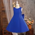 thumbnail image 5 of Girls Formal Dress Bowknot Faux-Pearls Trim Wedding Party Birthday Dresses Sleeveless Princess Prom Ball Gown (9 Years, Blue), 5 of 8