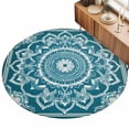 thumbnail image 2 of Round Area Rugs 4Ft, Teal Boho Non-Slip Washable Circle Rugs Carpet, Ethnic Chic Rustic Abstract Floral Aesthetic Indoor Outdoor Rug Floor Mats Throw Runner for Bedroom Living Room Bathroom, 2 of 8