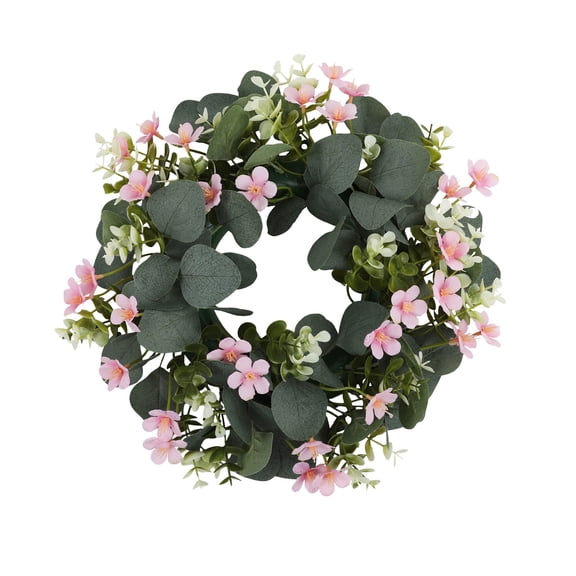 13.8 Inch Spring Summer Wreaths,Eucalyptus Lambs Ear Leaves Wreaths for Front Door,White Daisy Greenery Wreath Farmhouse Front Door Porch Wall Decor, All Season Indoor Outdoor