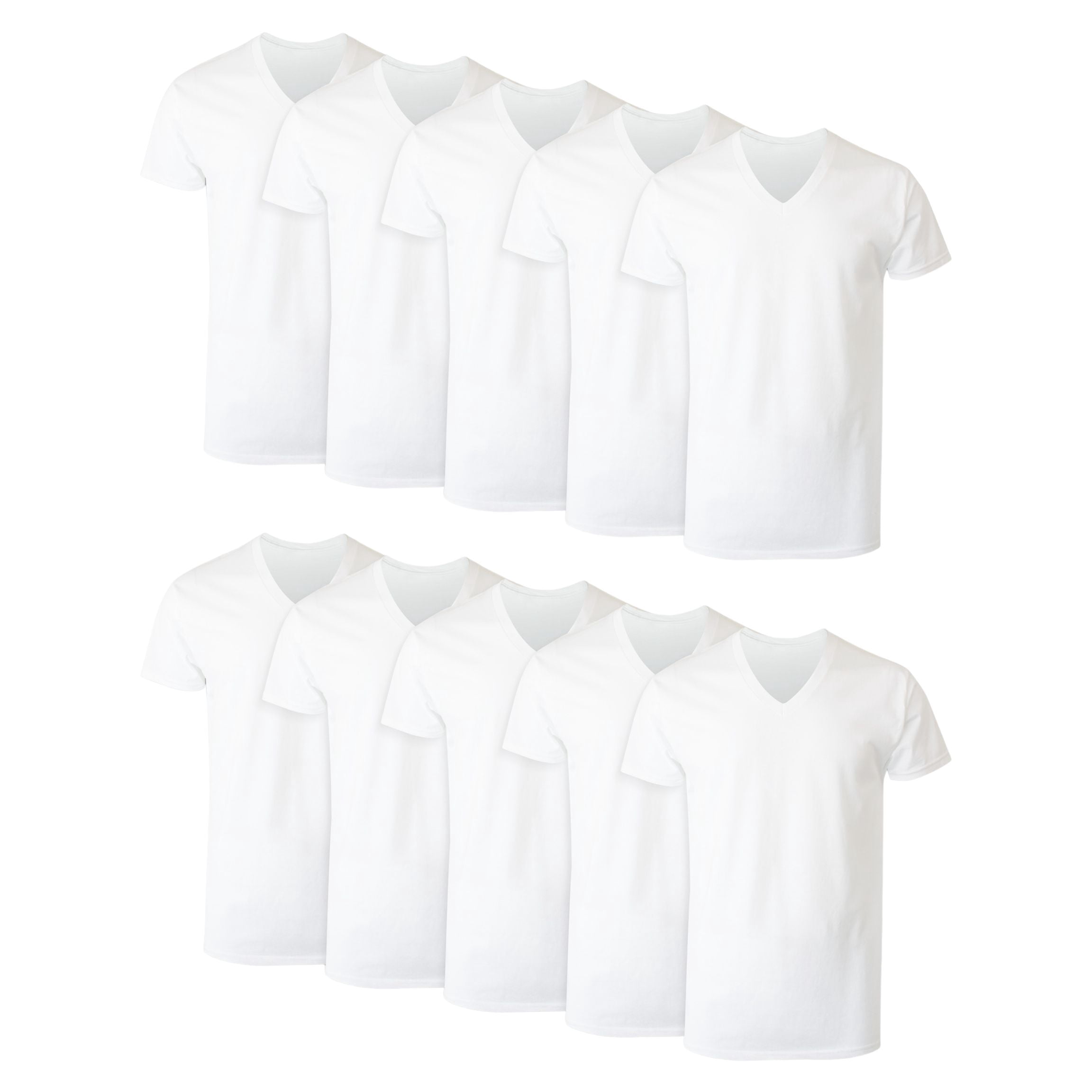 6-Pack Men's 100% Cotton Tagless V-Neck T-Shirts Undershirts – White, Short Sleeve
