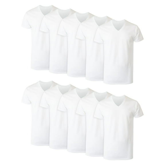 Hanes Men's Super Value Pack White V-Neck Undershirts, 10 Pack