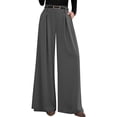 thumbnail image 4 of Womens Spring Wide Leg Trousers Loose Pleated Long Flowy Palazzo Work Pants with Pockets Gray XXL, 4 of 8