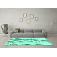 thumbnail image 3 of Ahgly Company Machine Washable Indoor Square Abstract Turquoise Blue Modern Area Rugs, 3' Square, 3 of 4