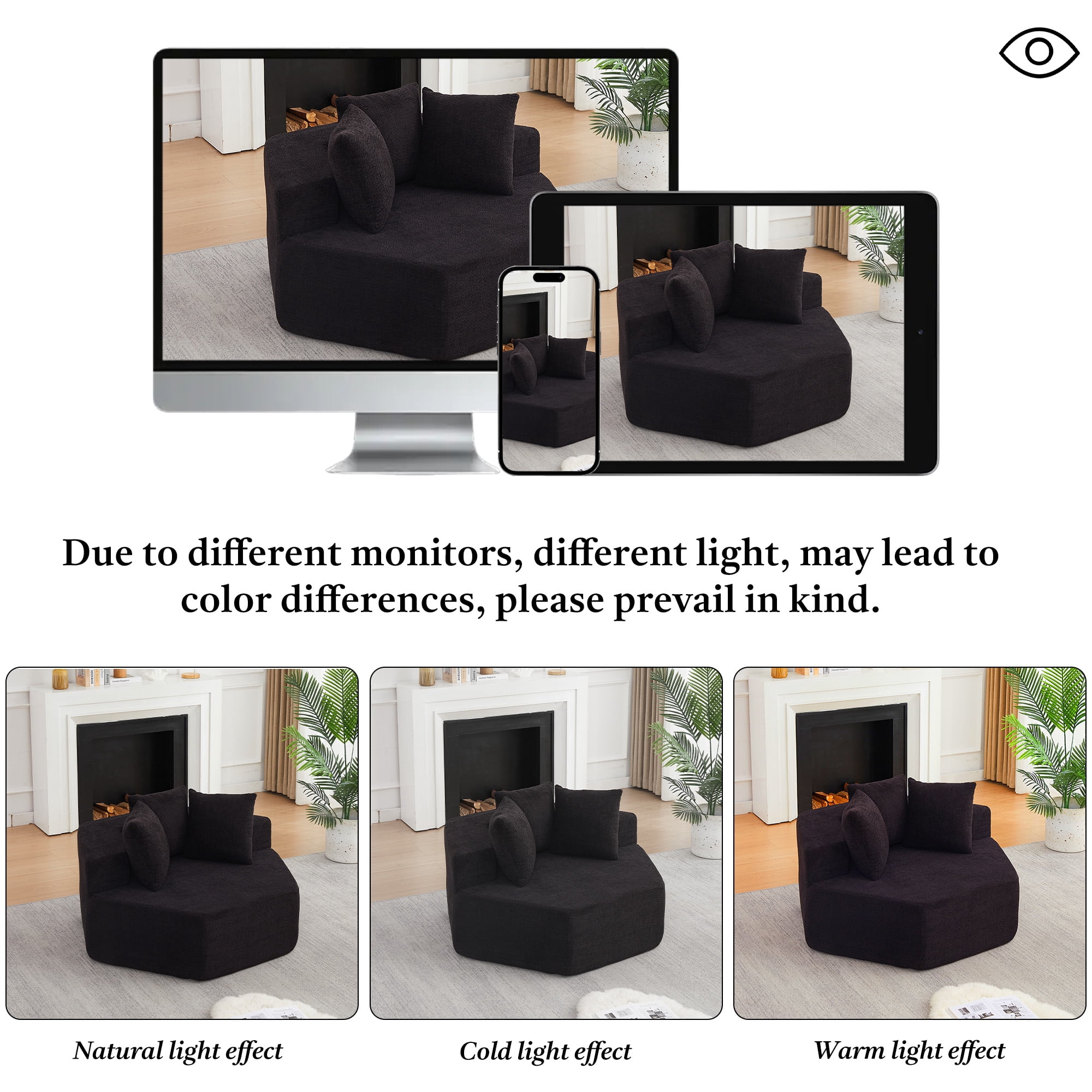 54-Inch Hexagonal Single Lounge Chair, Featuring Versatile Arrangements And A Modular Design; This Chenille-Upholstered Sofa Is Ideal For Lounges, Game Rooms, Living Rooms, And Bedrooms