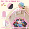 thumbnail image 2 of EUROCO 55" Mini Toddler Trampoline with Ocean Balls, No-Gap Design, Small Round Trampoline for Kids with Upper&Lower Safety Net, 2 of 7