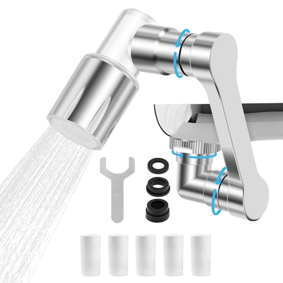1080° Swivel Faucet Extender, Universal Sink Aerator Attachment with 2 Spray Modes for Bathroom and Kitchen, Silver