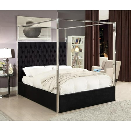 Meridian Furniture Porter Black Velvet Canopy Bed King Size Meridian Furniture Porter Black Velvet Canopy Bed King Size Traditional
