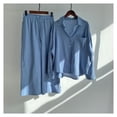 thumbnail image 1 of Conjunto de camisa y pantalones de 2 piezas para mujer, poliéster azul, 1 of 1