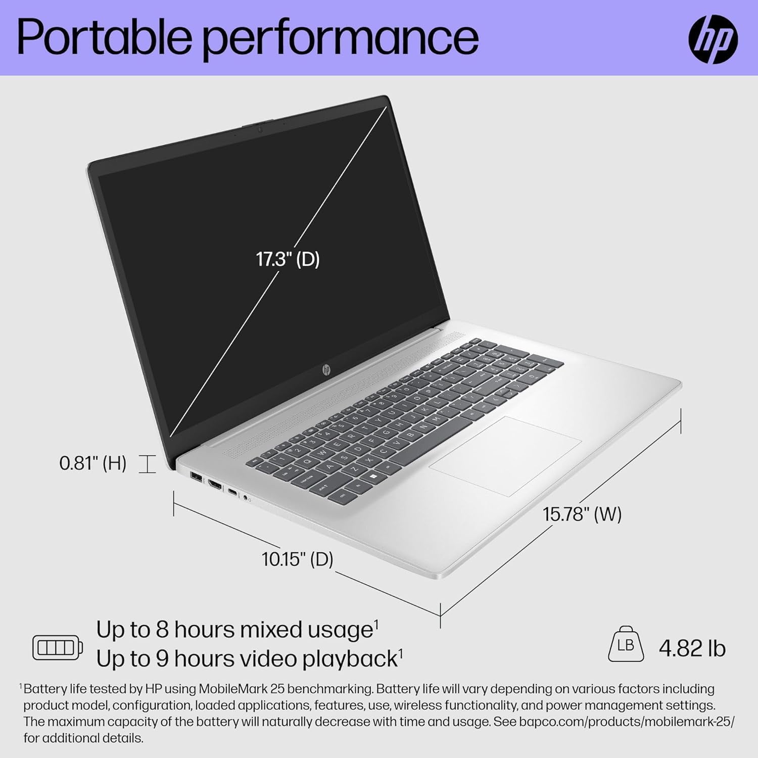 HP 17.3" Touchscreen Business Laptop, 17 inch HD+ Anti-Glare Display, AMD Ryzen 5 7530U, 16GB RAM, 512GB SSD, Wi-Fi 6, Bluetooth, Windows 11 Pro