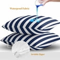 thumbnail image 4 of Throw Pillow Covers 16x16 Inch Set of 2, Navy Blue Striped Waterproof Outdoor Pillow Covers, Modern Farmhouse Blue White Stripes Decorative Cushion Pillowcases for Couch, Sofa, Bed, Garden, Patio, 4 of 9