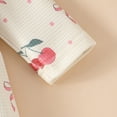 thumbnail image 6 of Ruyang New Born Baby Girls Cherry Graphic Jumpsuit Bowknot Headband Cute Ruffle Zip Up Bodysuit Long Sleeve Footie Onesie, 6 of 9