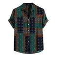 thumbnail image 2 of GZWYHT Mens Casual Button Down Shirts,Mens Shirts Mens Ethnic Style Summer Short Sleeve Loose Buttons Casual Shirt Blouse Tops Mens Dress Shirts,Big And Tall Shirts Green L, 2 of 8
