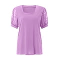 thumbnail image 4 of Womens Summer Tops, Short Sleeve Shirts for Women Casual Loose Fit Solid Color Square Neck Dressy Blouses, 4 of 5