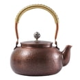 thumbnail image 3 of Tetera de cobre, hervidor de agua caliente, tetera de 1,2 L, tetera de kungfú portátil, tetera con silbido para cocina, senderismo, restaurante al, 3 of 9