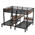 thumbnail image 4 of [Luckynote]Queen over Twin over Twin Metal Bunk Bed ,triple metal bunk bed with Storage shelves and storage stairs,black, 4 of 10