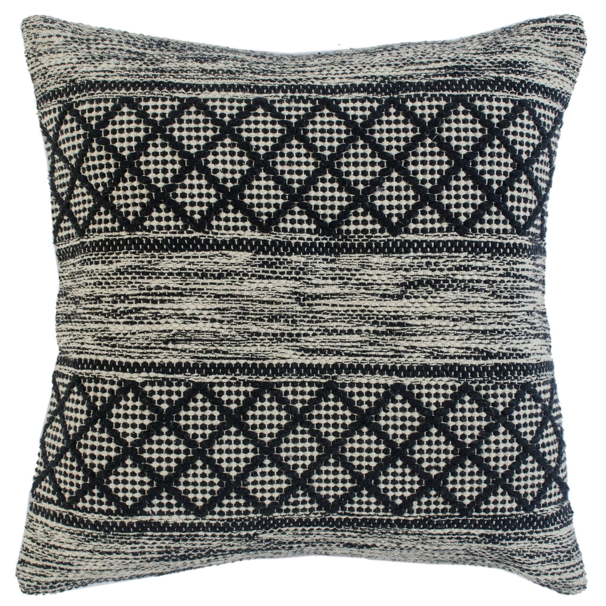 Harlow Hill Gray/Black Geometric Farmhouse Cotton Blend Throw Pillow Cover, 20" x 20"