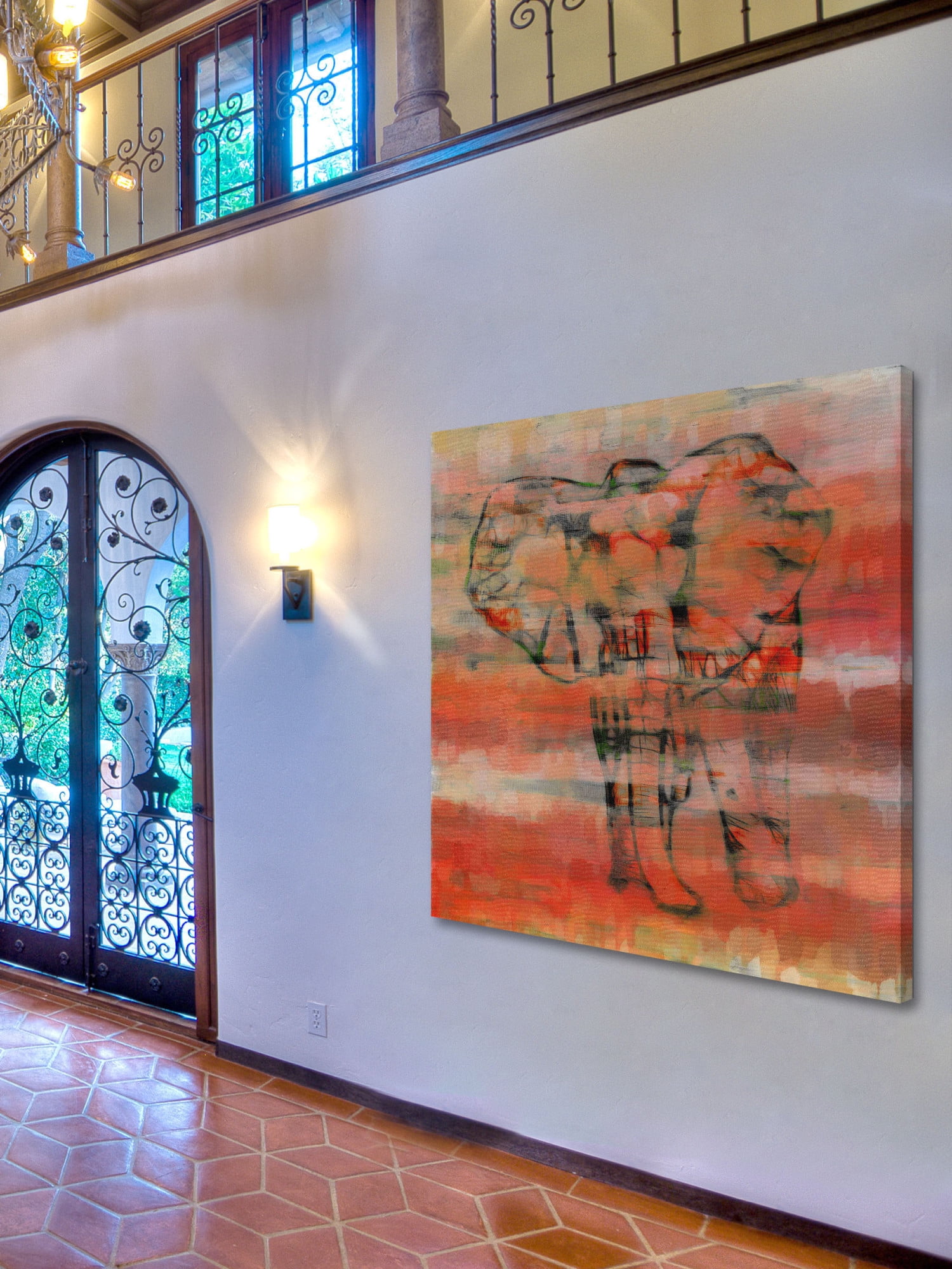 Parvez Taj "Red Elephant" Print on Canvas