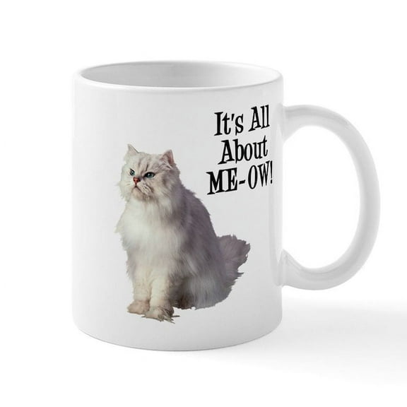 CafePress - Meow Persian Cat Mug - 11 oz Ceramic Mug - Novelty Coffee Tea Cup