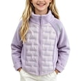 thumbnail image 2 of Zpanxa Girls Fleece Jacket Spliced Quilted Jacket Sleeves Stand Collar Zip Up Warm Outerwear, 2 of 5