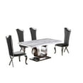 thumbnail image 6 of White Marble 5 piece Dining Set with Silver Stainless Steel Base, 6 of 6