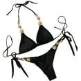 thumbnail image 3 of Rhuody Women Summer Swimsuit Bikini Strappy Swimsuit Beach Swimwear Straps Ruched Fashion Wear S Black, 3 of 3