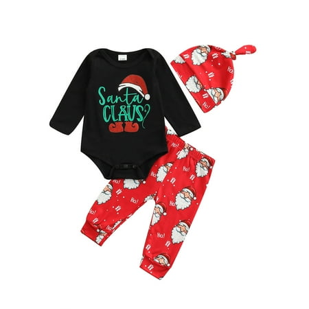 

Musuos Baby Romper Christmas Letters / Elk Print Tops Pants Winter Trousers