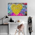 thumbnail image 4 of VELVET Large Banksy Street Decor Poster Canvas Graffiti Wall Art I Loved You Yellow Love Heart Wall Art Canvas Prints and Painting Home Wall Decor Office Graffiti Art Easy to Hang 24x20inch Framed, 4 of 6