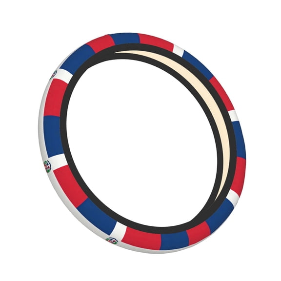 Steering Wheel Cover, Universal 15 inch Neoprene Dominican Republic Flag Car Steering Wheel Cover for Women Men