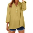 thumbnail image 4 of Bovemsi Women's Long Sleeve Tops Loose Shirt Top Stand Solid Color Collar Casual Long Sleeve Blouse, 4 of 9