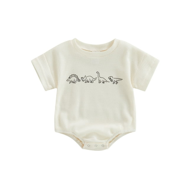 Mialoley Barboteuse pour Bébés Filles Garçons, Manches Courtes Col Rond Imprimé Dinosaure Combinaison d'Été pour Usage Quotidien