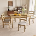 thumbnail image 6 of Demi Bonn 5 Pieces Solid Wood Dining Table and Chair Set, Including 1 Rectangle Table and 4 Back Chairs for Dining Room Living Room, Beige, 6 of 11
