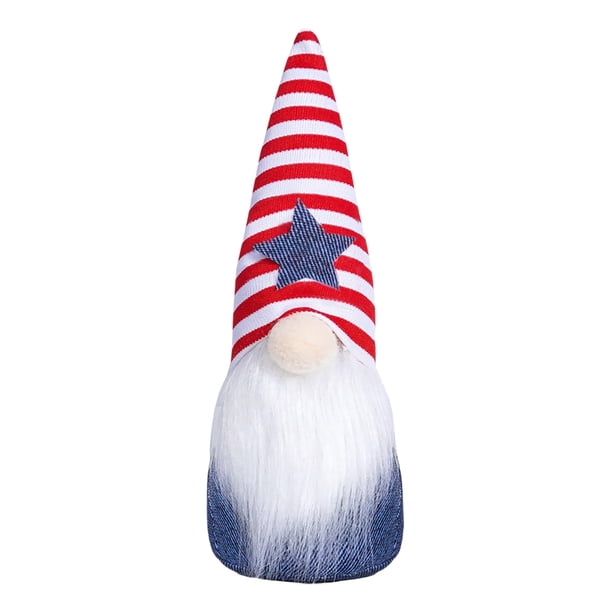 Decoraciones patrióticas para el 4 de julio Gnomos del Día de la Independencia Figurita de gnomo Tomte Cuarto de julio Memorial Day Estante con bandejas escalonadas Adorno de mesa