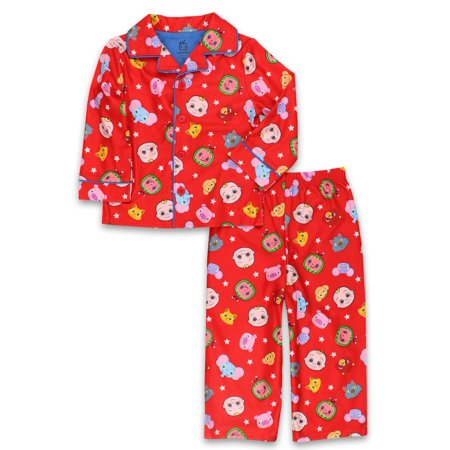 

CoComelon Infant and Toddler Boys Girls Flannel Coat Style Pajamas Set (3T Red)