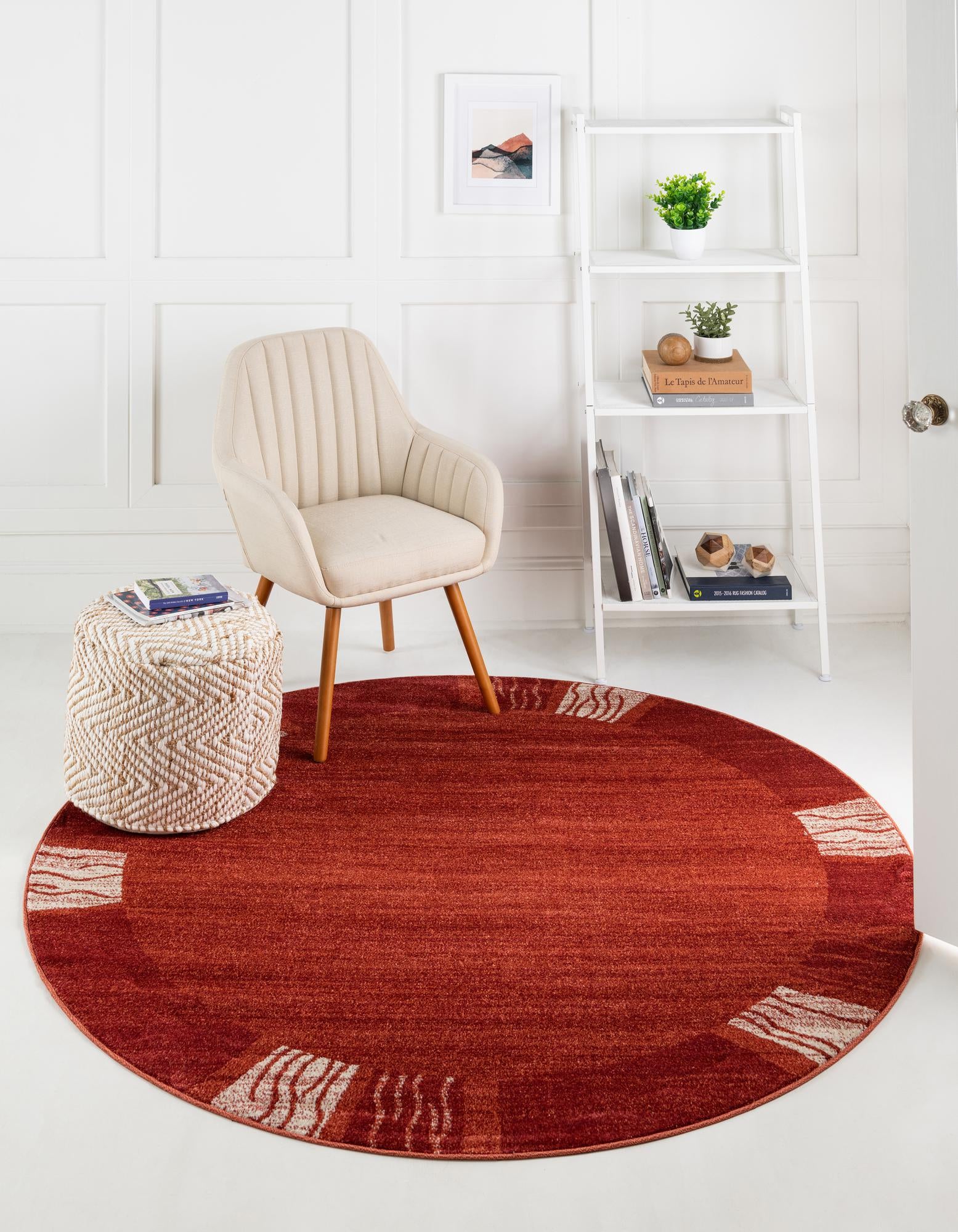 Angelica Collection Rug 8 Ft Round Terracotta Medium Rug