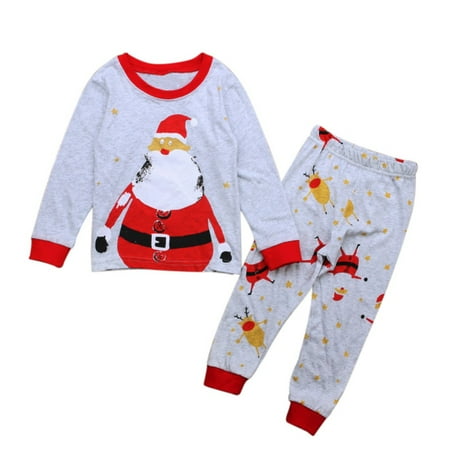 

URMAGIC 1-7 Years Christmas Little Boys 2 Piece Santa Pajamas Set Toddler Kids Cotton Long Sleeve Pjs Children Sleepwear With Pant