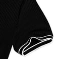 thumbnail image 7 of Men's Vertical Ribbed Polo Shirt Short Sleeve Contrast Piping Trim Stretch Collared Golf Top Casual Business Summer Shirt, 2XL, 7 of 7