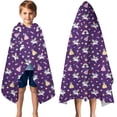 thumbnail image 3 of Purple Cartoon Unicorn Dress Rainbow Crown Pattern Hooded Bath Towel，50"x30" for Ages 3 To 12 Kids, Quick Dry Lightweight Soft Microfiber Hood Beach Towel Cover Up for Kids, 3 of 7