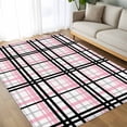 thumbnail image 4 of 8x10 Area Rugs, Pink Black Plaid Non-Skid Rubber Backing Large Rectangle Rugs - Living Room Bedroom Home Office, Farmhouse Pink Black Checkered Indoor Floor Mat Carpets Washable Rug, 4 of 9