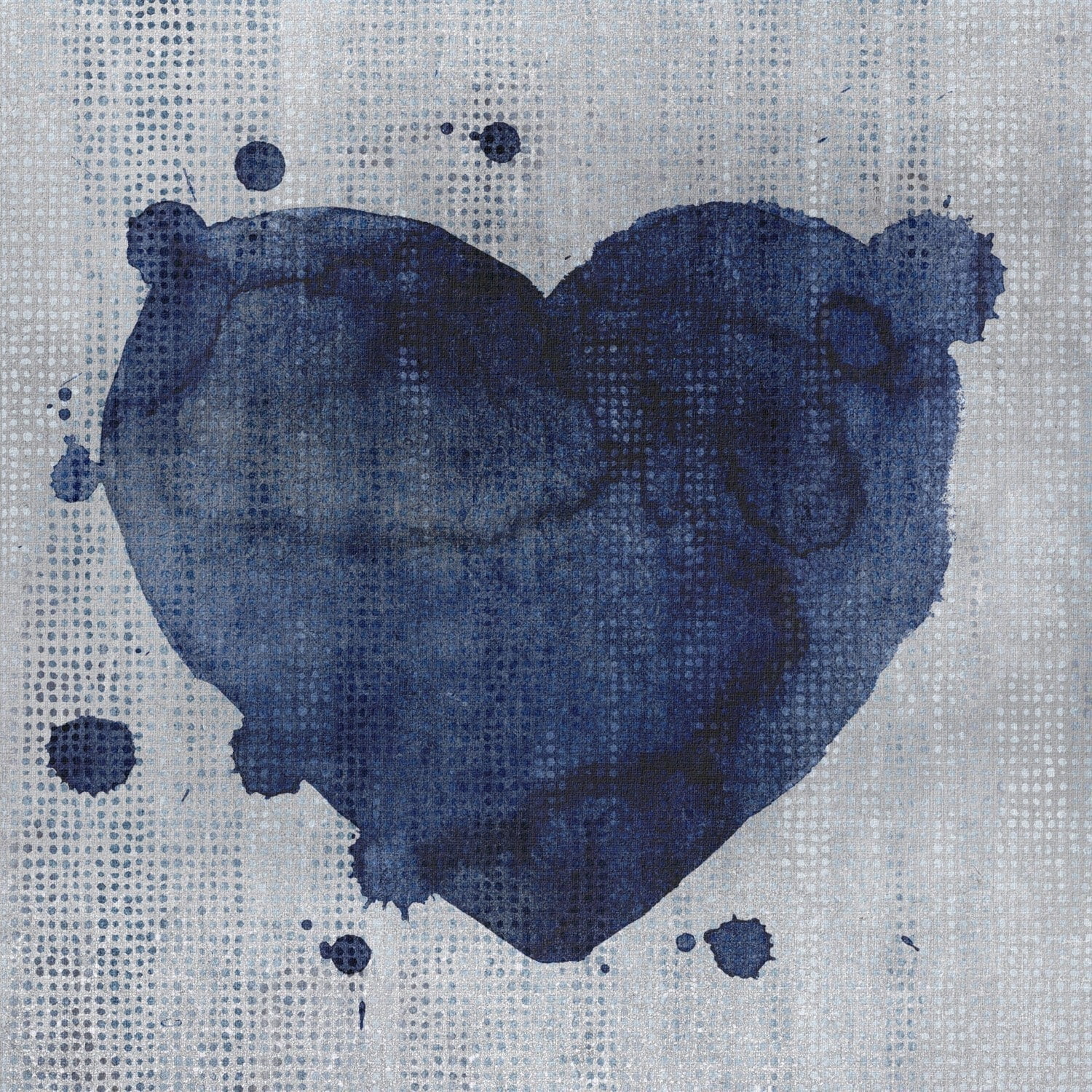 Marmont Hill Inc Marmont Hill - 'Blue Heart' Painting Print on Wrapped Canvas - Blue