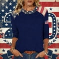 thumbnail image 2 of MEICHEN Ladies' American 250th Anniversary Patchwork Print 3/4 Sleeve 3/4 Sleeved Top Summer T Shirts for Women, 2 of 5