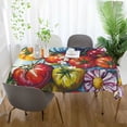 thumbnail image 3 of Yayeee Tablecloths 54" x 72" Rectangle Wrinkle Resistant Party Table Cover, Blue Floral Tomatoes, 3 of 8