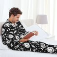 thumbnail image 3 of Halloween Costumes Mens Pajamas Set, white halloween pumpkin bat Halloween Pajamas Button Down Long Sleeve Loungewear Halloween Sleepwear Pjs sets for Men, 3 of 7