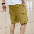 thumbnail image 4 of YUGYXL Drawstring Cargo Shorts for Men Stretch Waist Sport Shorts Exercise Shorts Hiking Shorts Brown S, 4 of 7