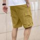 thumbnail image 3 of Pantalones Cortos de Carga de Cintura Elástica para Hombres de Longitud de Rodilla de Corte Recto Sólido, Pantalones Cortos de Bolsillo Casuales con Cremallera de Botón para Uso Al Aire Libre Y Diario, 3 of 7