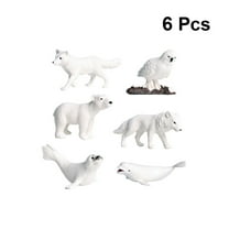 FESTFENDS 6Pcs Arctic Animal Models Plastic Various Animals Realistic Decoration Home Decor 11.8*7.9*3.9in