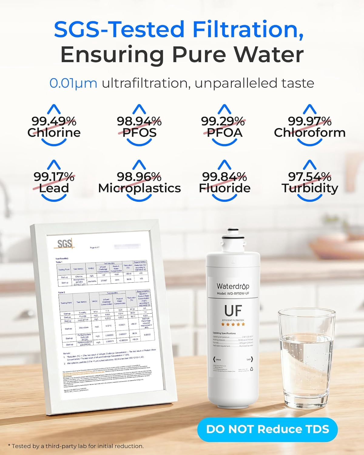 Waterdrop RF10W-UF 0.01 Micron Water Filter, NSF/ANSI 42 Certified, 8K Gallons High Capacity, Replacement for Waterdrop Under Sink Water Filtration System, White